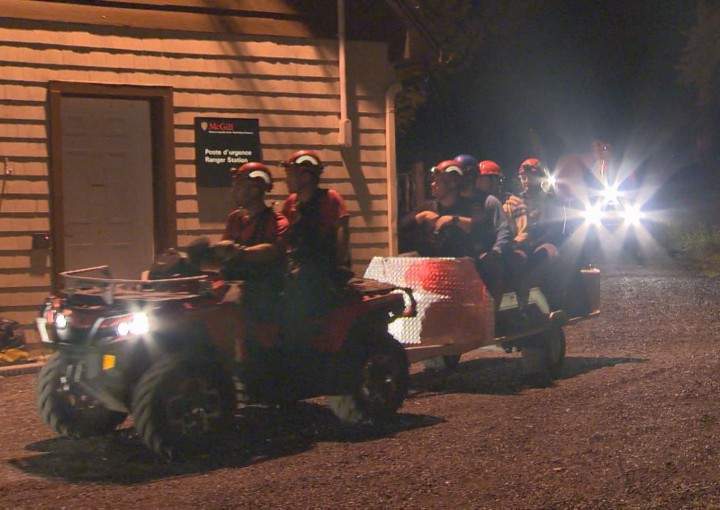 The hikers arrive back to the lodge at Mont Saint-Hilaire, Wednesday, September 16, 2015.