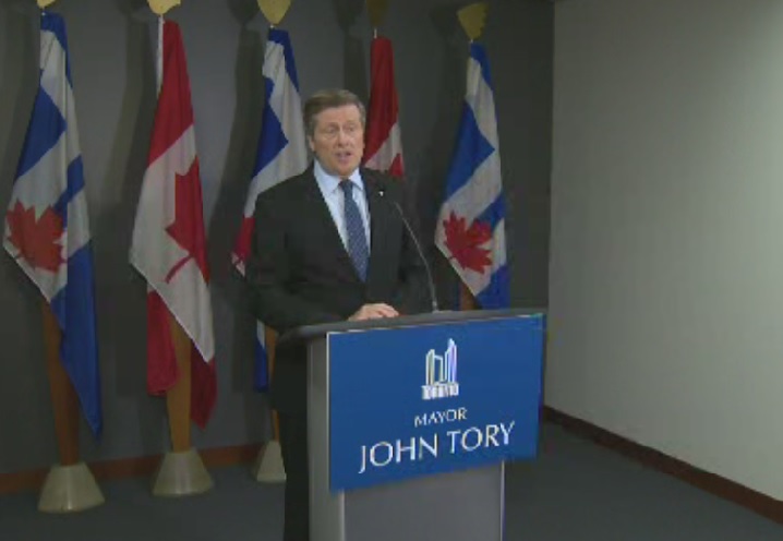 Toronto Mayor John Tory speaks to the media at city hall on Sept. 4, 2015.