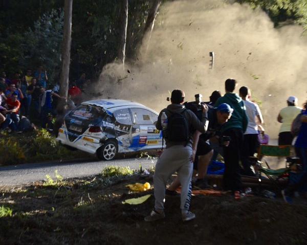 A rally car crashed during the Coruna Rally killing 6 people on Sat. Sept. 5, 2015.