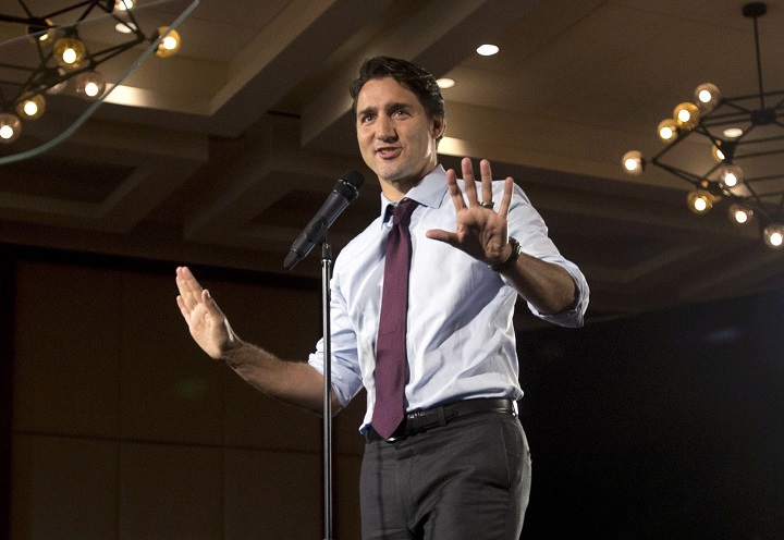 Liberal Leader Justin Trudeau speaks to supporters during a campaign event in Toronto, Monday September 21, 2015. 