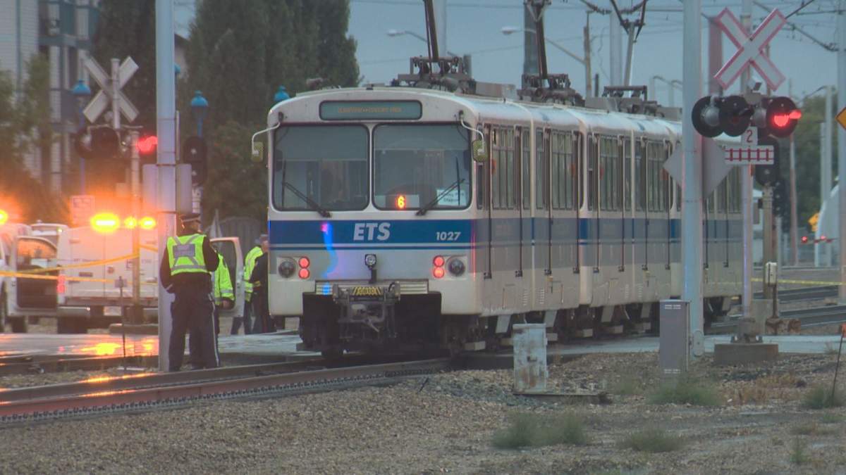 A man in his 30s was hit and killed by an LRT Train Sunday night near 82nd Street and 113th Avenue, just north of the Stadium LRT Station near Commonwealth Stadium in central Edmonton. September 6, 2015.
