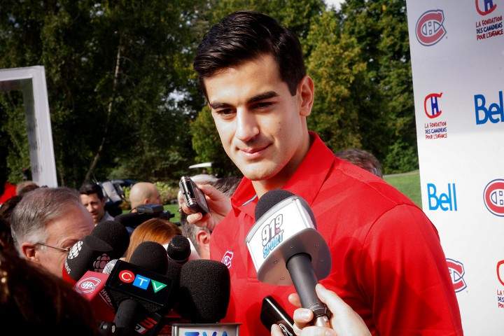 Montreal Canadiens forward Max Pacioretty takes questions from the media about the 2015-2016 hockey season, Laval, Que., September 10, 2015.