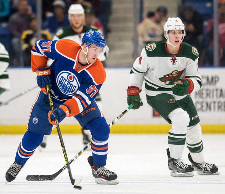 Connor McDavid picks up third pre-season point as Oilers down Wild 3-0.