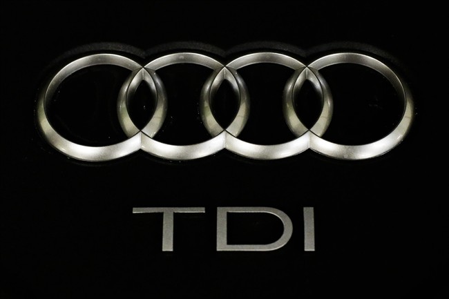 The sign of German car company Audi is attached on the engine of a TDI, a turbo diesel model.