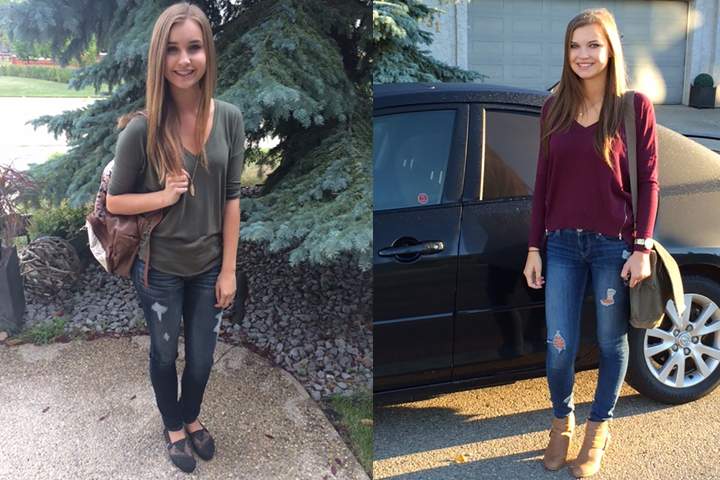 Rhonda Halarewich’s daughters on the first day of school.