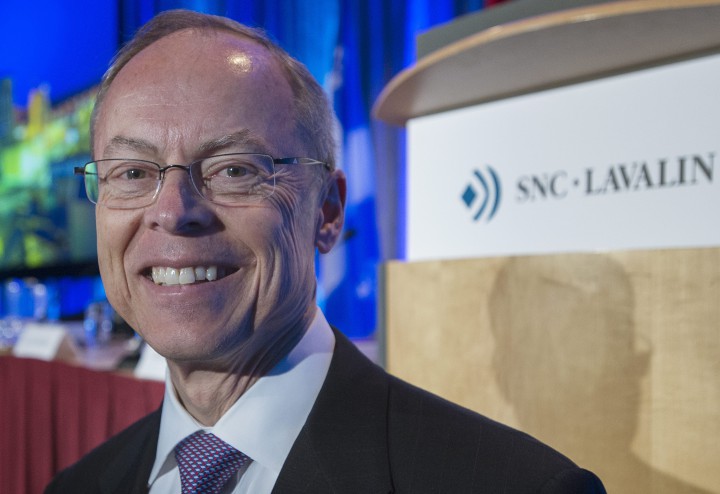 SNC-Lavalin Group Inc., former CEO Robert G. Card smiles as he attends the company's annual general meeting in Montreal, Thursday, May 8, 2014.