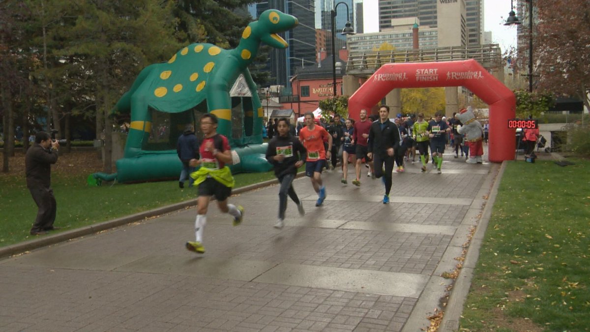 Runners leave the start line in Eau Claire Saturday morning in support of Alberta Children's Hospital.