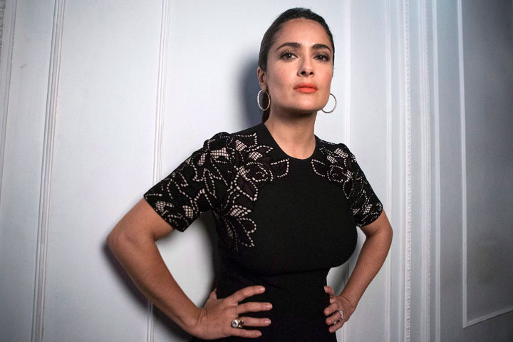 Salma Hayek is pictured in Toronto as she promotes "Septembers in Shiraz" during the 2015 Toronto International Film Festival on Wednesday , Sept. 16, 2014.