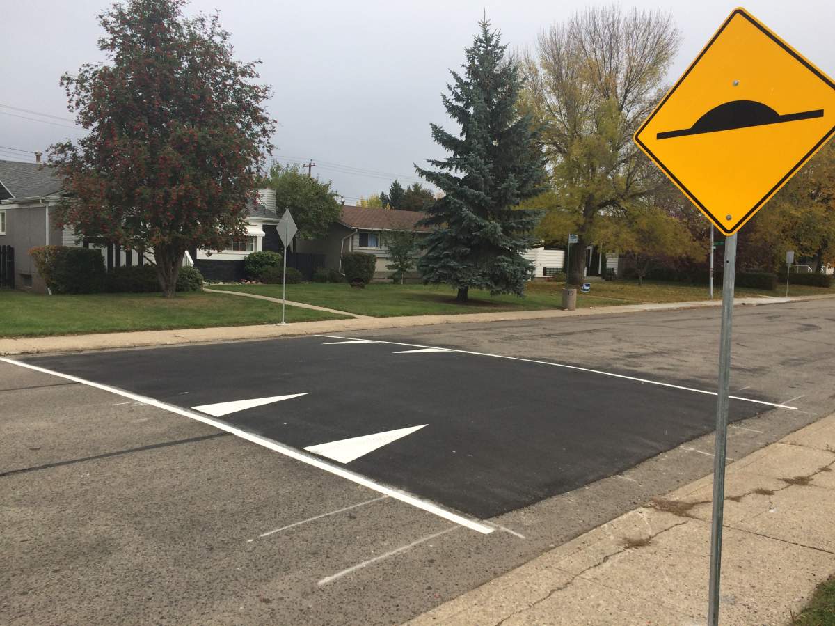 A road in Edmonton’s Ottewell neighbourhood. Speed bumps and other traffic calming measures were installed in four Edmonton neighbourhoods, in an attempt to reduce traffic and speeding on residential roads. September 29, 2015.