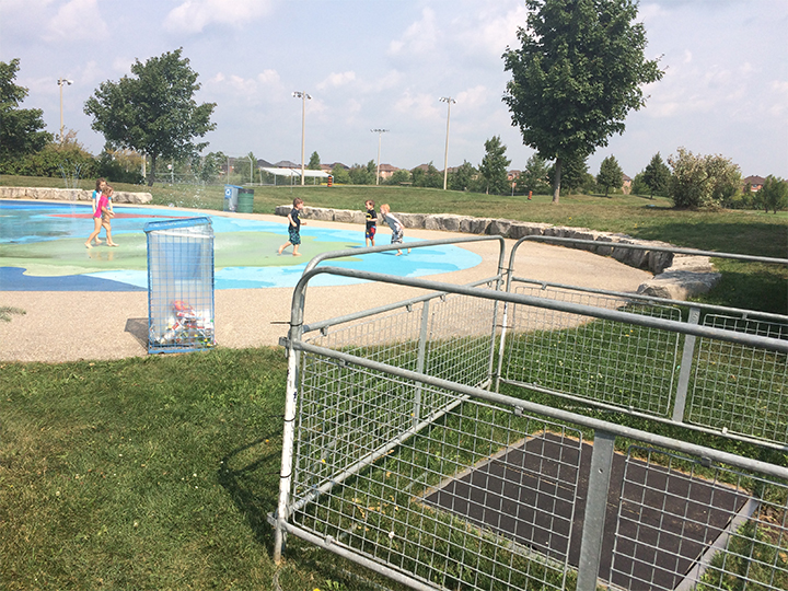 The metal grate that burned Greyson Pelvin’s feet has since been covered up and cordoned off.