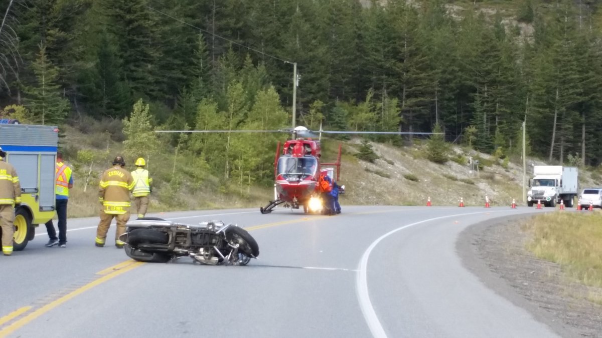 STARS Air Ambulance responds to a motorcycle crash on Highway 1A on Monday, September 7, 2015.  