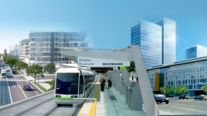 An artist's rendering of what Surrey's LRT might look like.