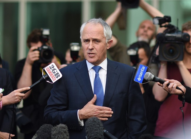 Australian Prime Minister Malcolm Turnbull, above, in Canberra, Monday, Sept. 14, 2015.