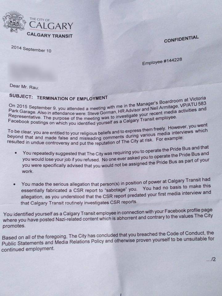 Jesse Rau termination letter