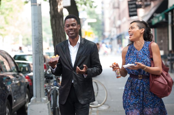 Chris Rock and Rosario Dawson in a scene from 'Top Five', currently available to stream on Netflix Canada.