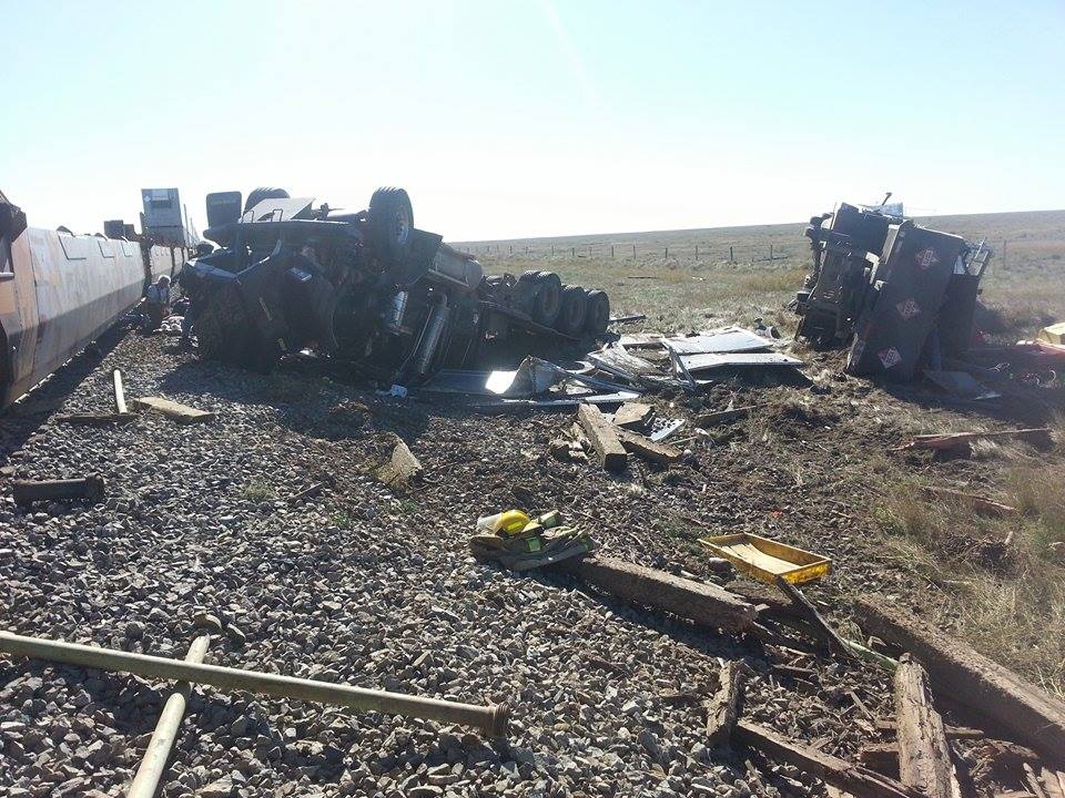A train and semi-trailer collide in southern Alberta