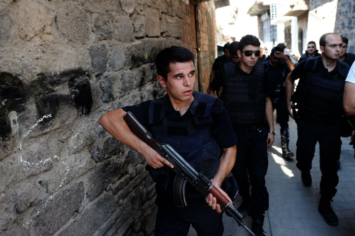 Turkish police officers conduct a security operation in Diyarbakir, on Saturday, Aug. 15, where Kurdish rebels reportedly detonated a roadside bomb. (File photo).