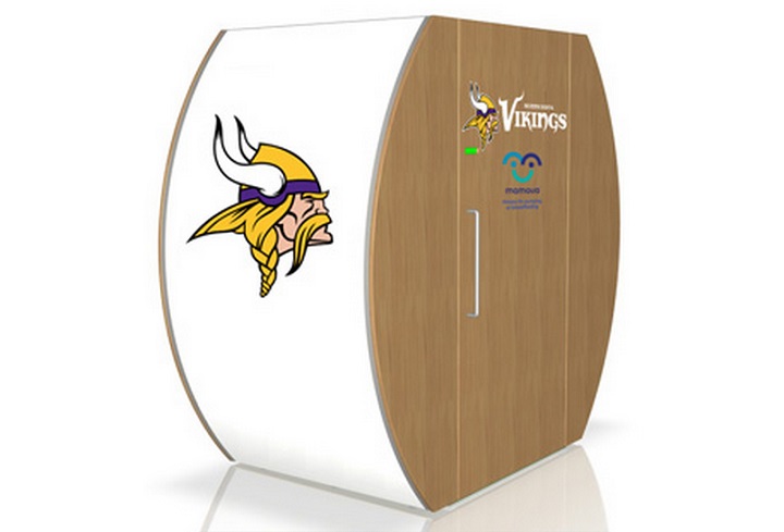 A rendering of a breastfeeding pod the Minnesota Vikings will be installing in their new stadium.