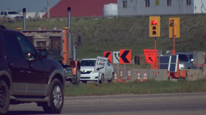 Zipper merge at Highway 16 and Idylwyld Drive Overpass.