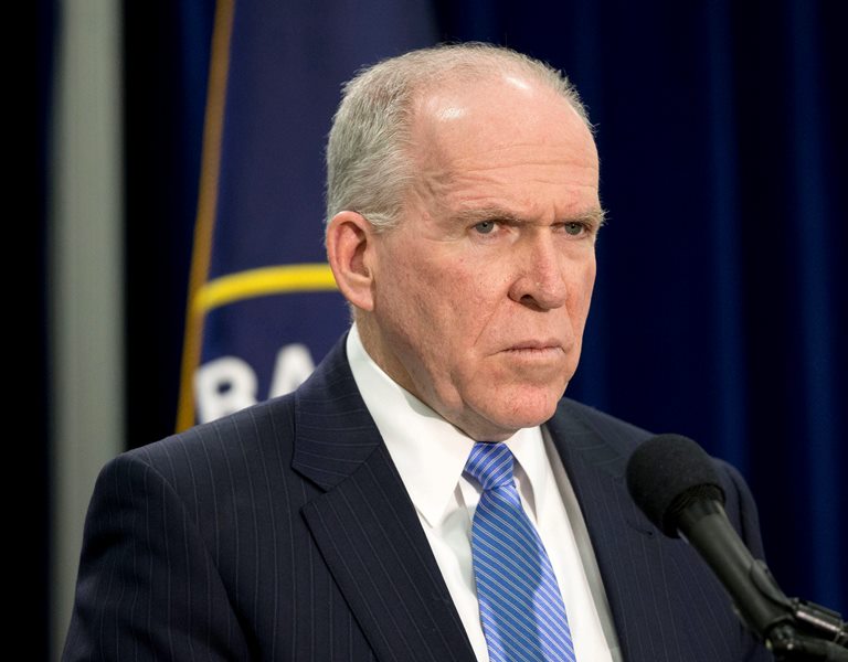 In this Dec. 11, 2014 fie photo, CIA Director John Brennan listens during a news conference at CIA headquarters in Langley, Va. An anonymous hacker claims to have breached CIA Director John Brennan’s personal email account. 