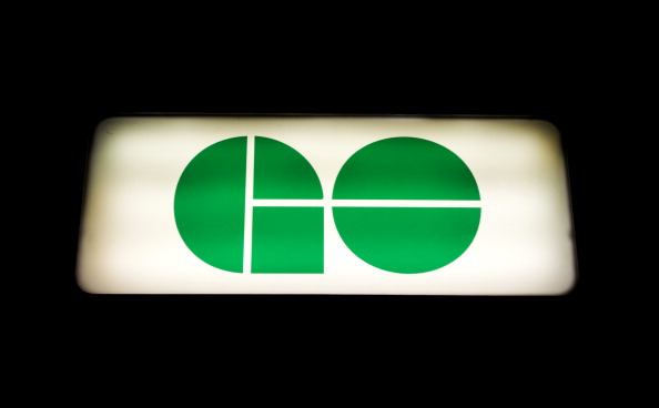 GO Transit signage is displayed outside of Union Station in Toronto, Ontario, Canada, on Tuesday, Aug. 16, 2011.  