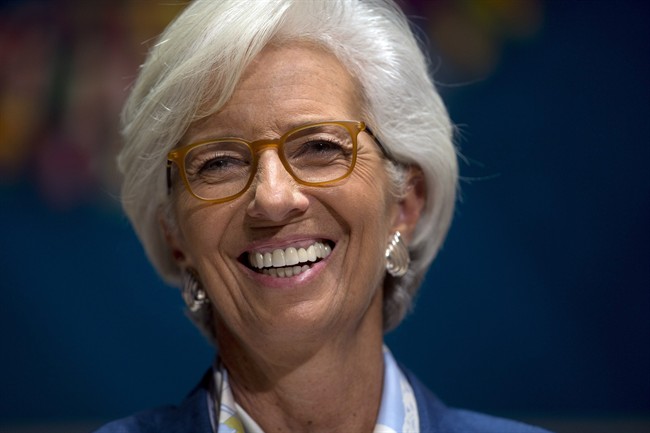 International Monetary Find (IMF) Managing Director Christine Lagarde laughs during a forum in Lima, Peru, Wednesday, Oct. 7, 2015, during the annual meetings of the World Bank Group and IMF. 