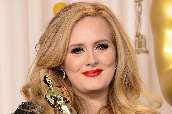 Singer Adele, winner of the Best Original Song award for 'Skyfall,' poses in the press room during the Oscars on February 24, 2013 in Hollywood, California. 