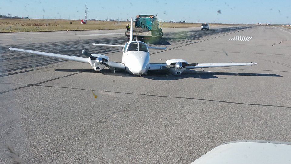 This airplane's landing gear failed at Regina International Airport Saturday.