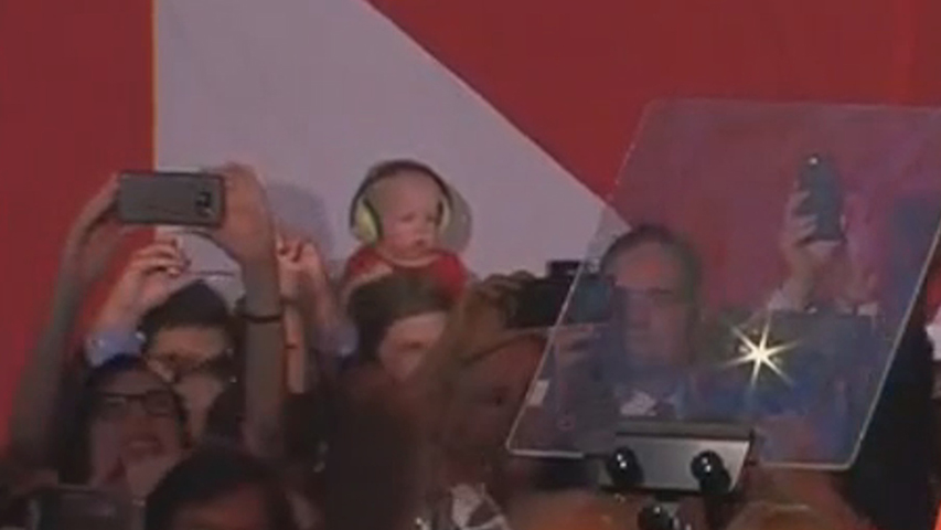 WATCH: Baby with earmuffs at Liberal Party headquarters steals ...