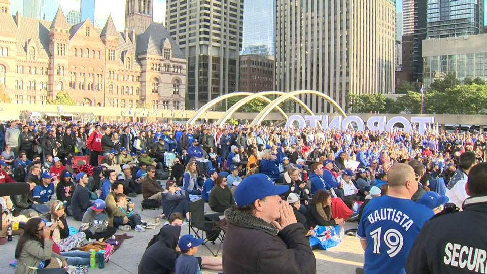 Toronto Blue Jays fans attended the 'Birds Nest' at Nathan Phillips Square in 2015 to cheer on the team during the playoffs.