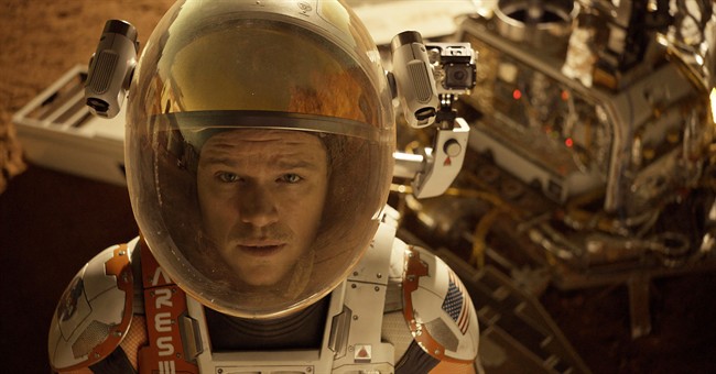 This photo released by 20th Century Fox shows Matt Damon in a scene from the film, "The Martian.".
