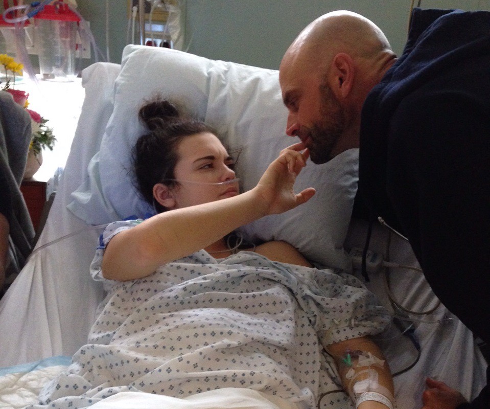 Corey Vanderaa visits his daughter Calli Vanderaa at the hospital after she was shot. 