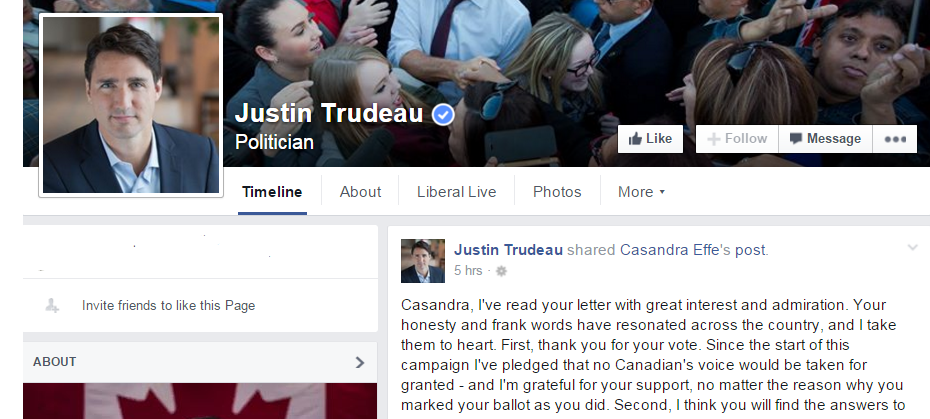 Justin Trudeau responds on Facebook to B.C. woman’s letter - image