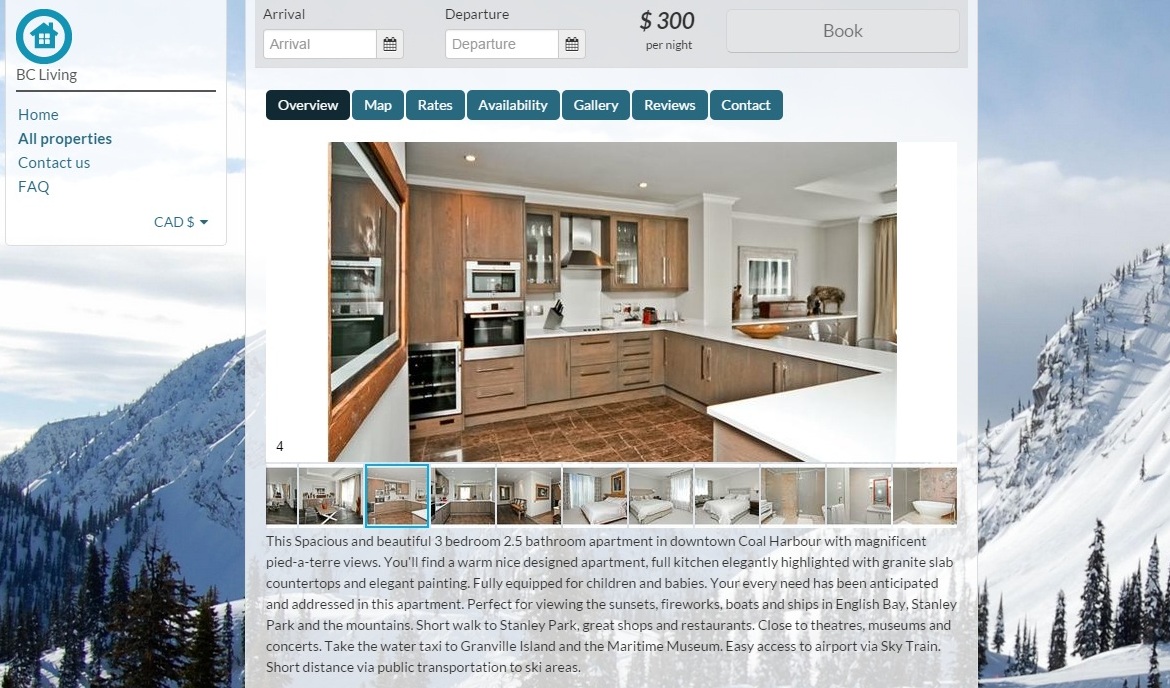 Screenshot of scammer’s website advertising for a Coal Harbour property for rent.