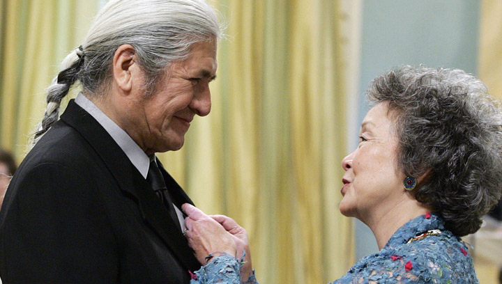 Governor General, Adrienne Clarkson invests actor Gordon Tootoosis of to the Order of Canada as a member at Rideau Hall, In Ottawa, Friday Sept. 9, 2005. The Saskatchewan Native Theatre Company has changed its name to honour Tootoosis, one of its co-founders.