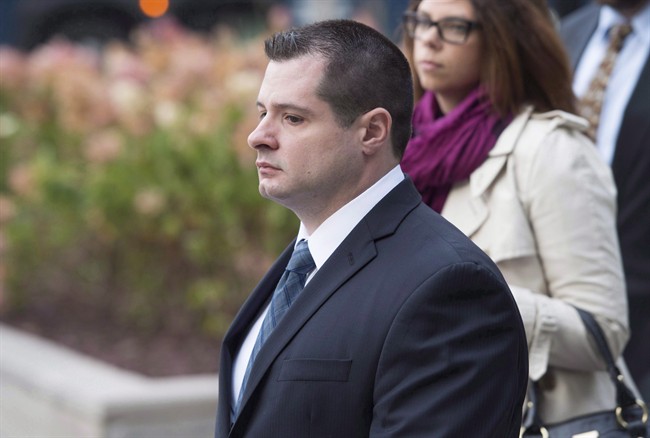 Const. James Forcillo, the police officer charged in the death of Sammy Yatim, is shown arriving at court in Toronto on Tuesday, October 13, 2015. 