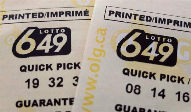 Lotto 649 tickets are shown in Toronto, Oct.17, 2015.