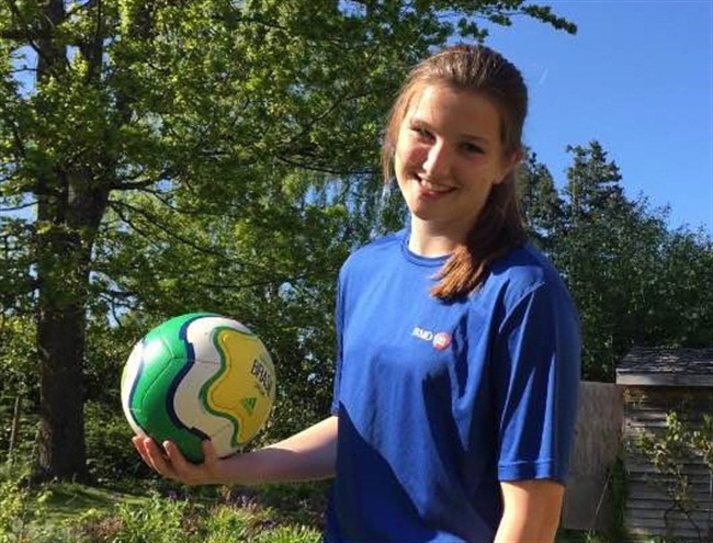 Avid soccer-player Freyja Reed, 14, of Comox, B.C., is an opponent of salmon farming and has found herself at the centre of a dispute about corporate sponsorship.