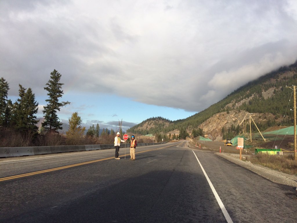Highway 1 was closed in both directions  near Hoffman's Bluff due to a landslide caused by blasting. 