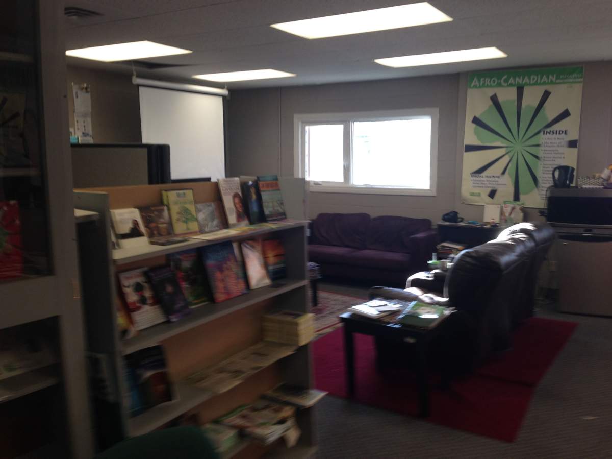 The meeting space at the office of Diversity Magazine in Edmonton