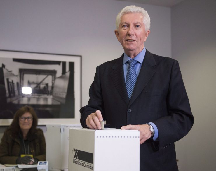 Bloc Quebecois Leader Gilles Duceppe casts his ballot Monday, October 19, 2015 in Montreal, Que. Canadians are going to the polls in a general election.