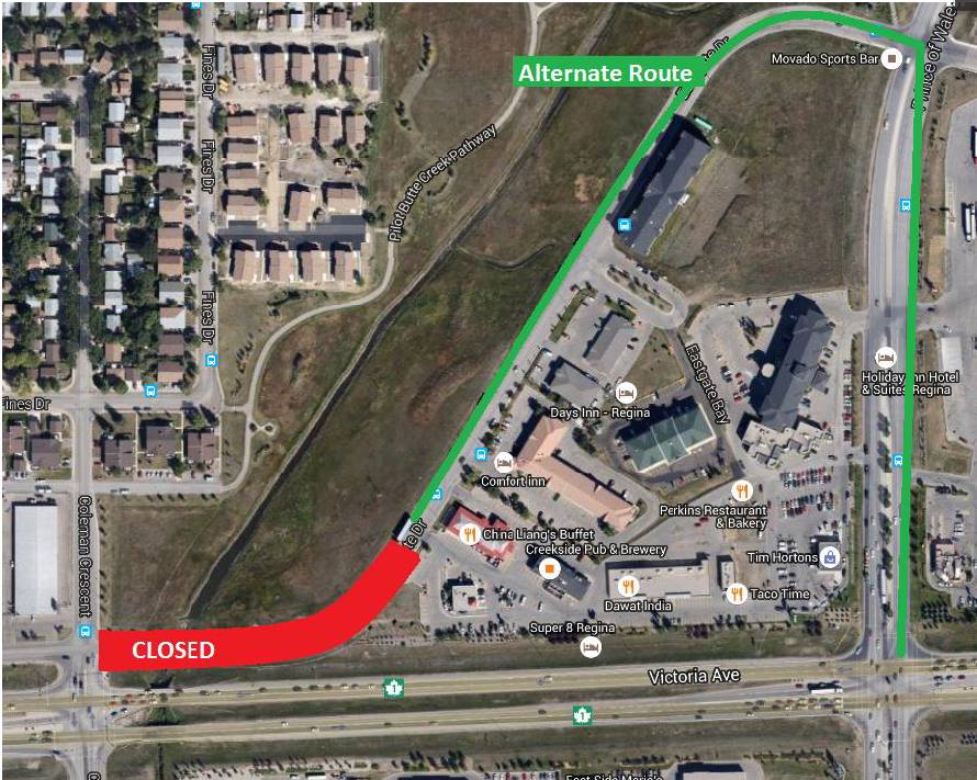The City of Regina announced the a portion of Eastgate Drive will be closed for four days to complete the right-in/right-out lane.