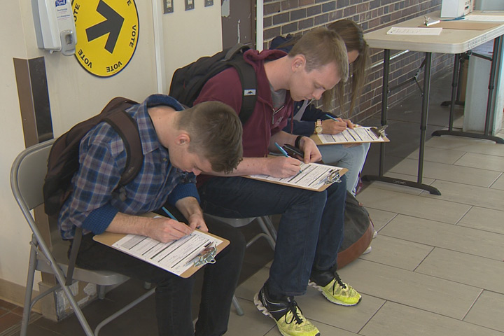 Students registering to vote at Carleton University