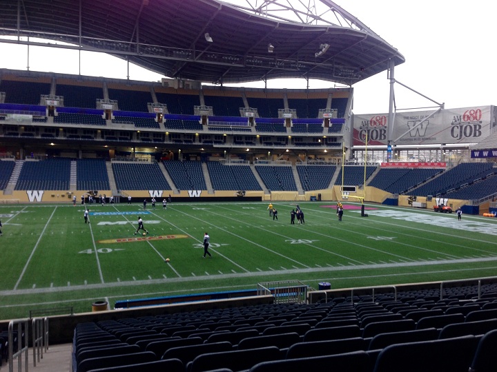 The Winnipeg Blue Bombers practice a day after being eliminated from playoff contention.