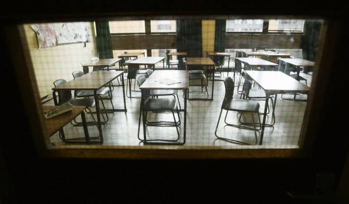 A file photo of an empty classroom.