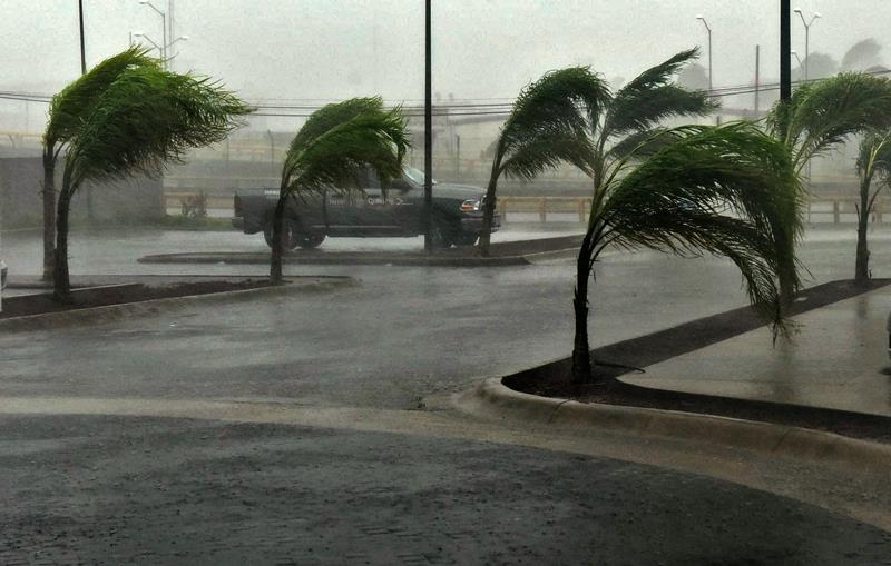 View of a street in Manzanillo, Colima state, Mexico on October 23, 2015, during hurricane Patricia. The strongest hurricane ever recorded crashed into Mexico's Pacific coast on Friday.