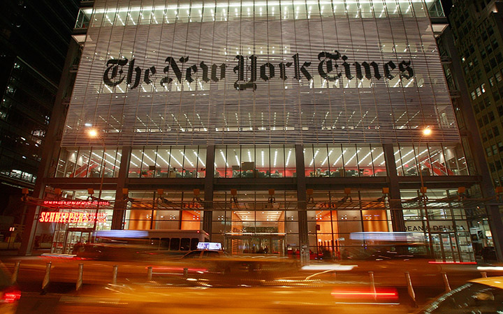 The New York Times headquarters is seen February 19, 2009 in New York City.
