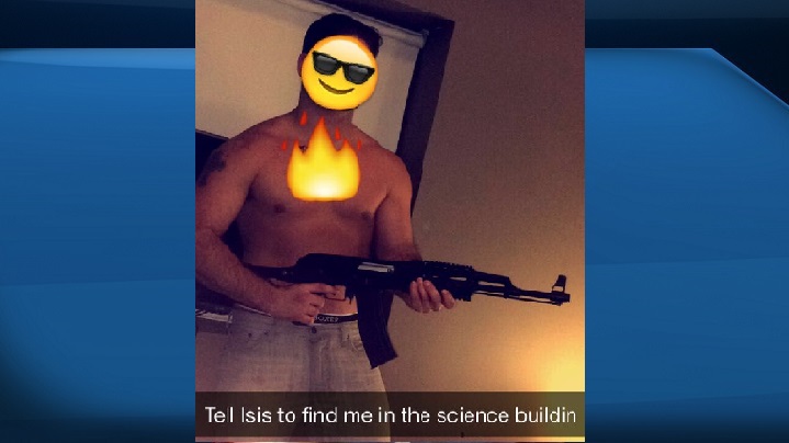 Police looking to identify male who posted threatening message on Snapchat.