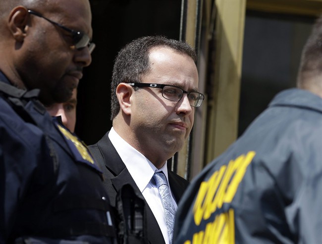  In this Aug. 19, 2015 file photo Former Subway restaurant spokesman Jared Fogle leaves the Federal Courthouse in Indianapolis following a hearing on child-pornography charges. 