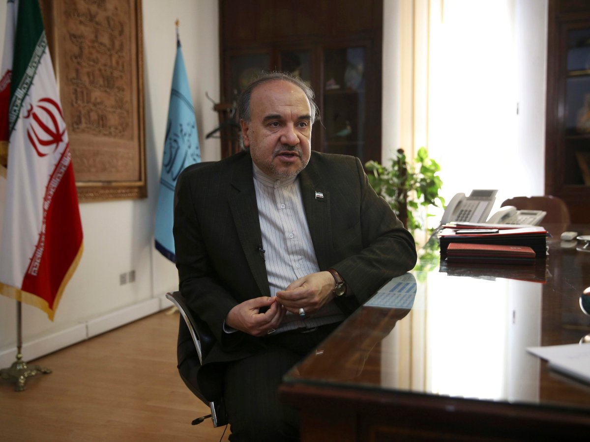 Iran’s Vice-President Masoud Soltanifar who is also chief of Cultural Heritage, Handicrafts and Tourism Organization speaks in an interview with The Associated Press at his office in Tehran.